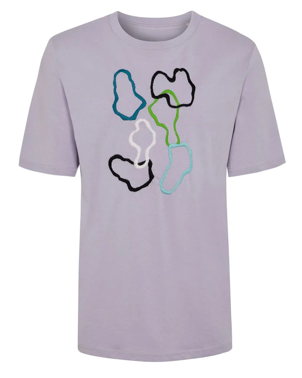 Abstract Embroidered Organic Cotton T-Shirt Lilac