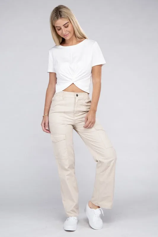 Ambiance Apparel Everyday Wear Elastic-Waist Cargo Pants