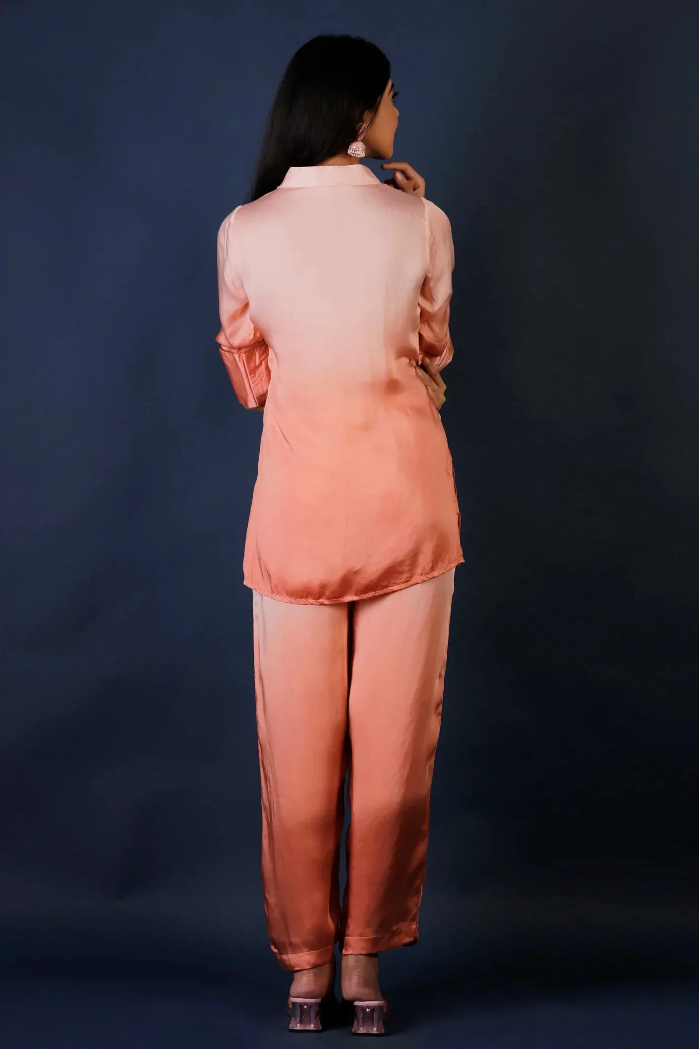 Bamber Satin Ombre Co-Ord Set - Rust