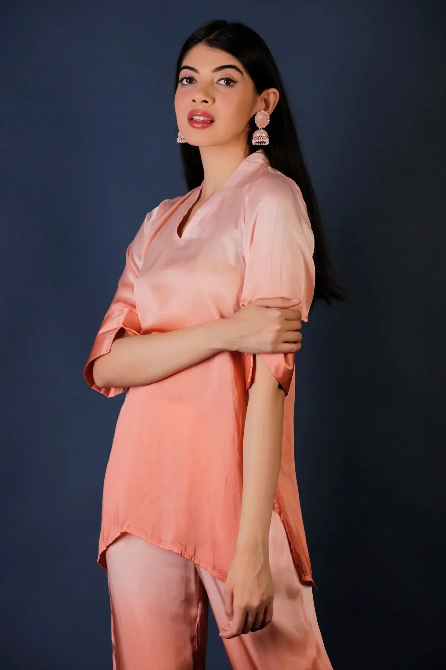 Bamber Satin Ombre Co-Ord Set - Rust