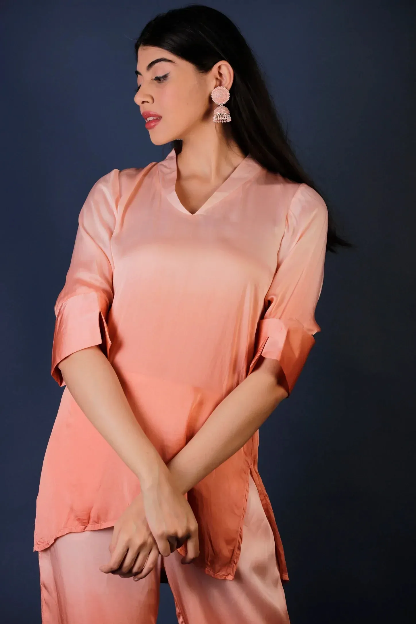 Bamber Satin Ombre Co-Ord Set - Rust