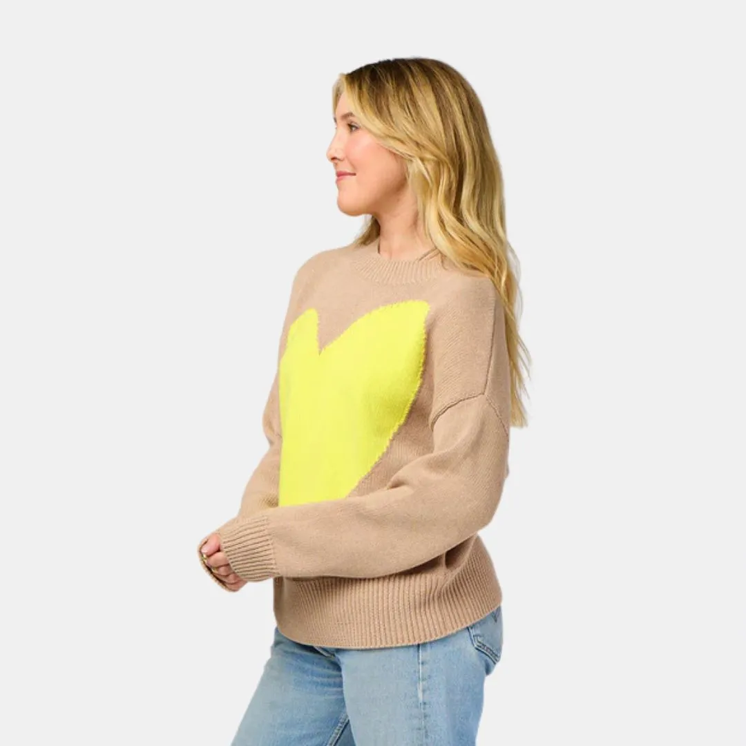 Benton Imperfect Heart Sweater (Taupe   Citron)