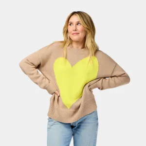 Benton Imperfect Heart Sweater (Taupe   Citron)