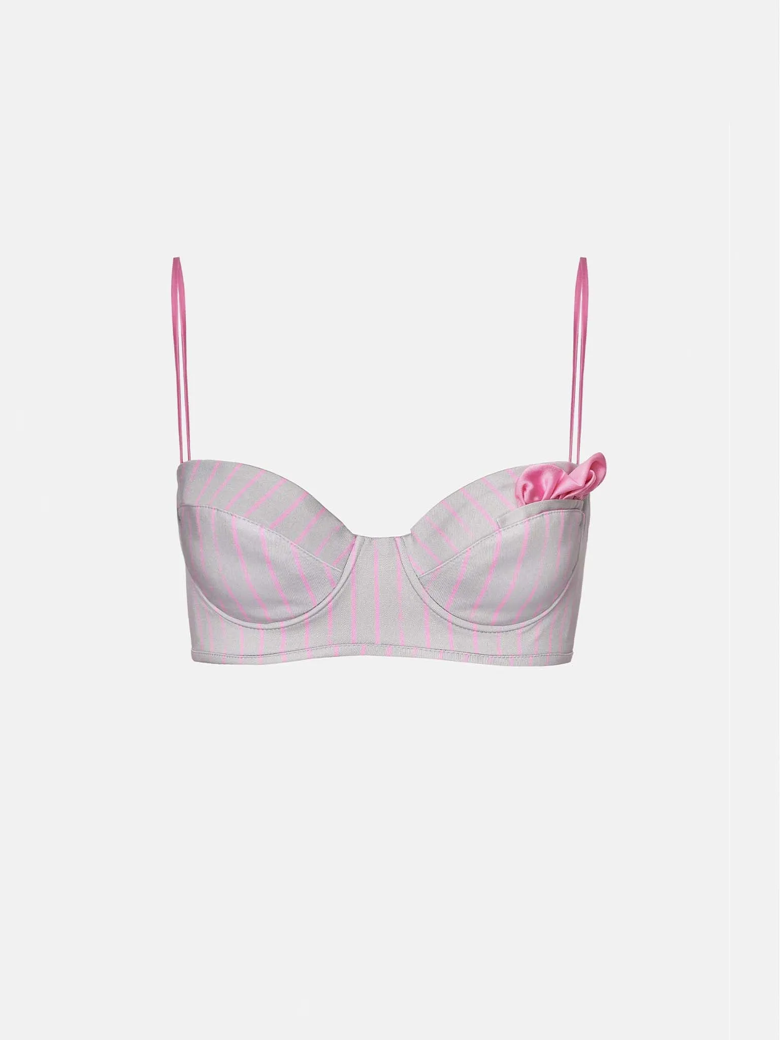 Billie Bra Grey/Pink Pinstripe