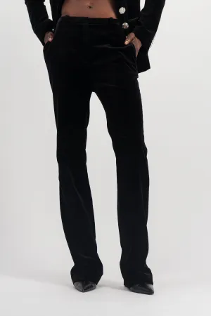 Black velvet straight leg tailoring pants