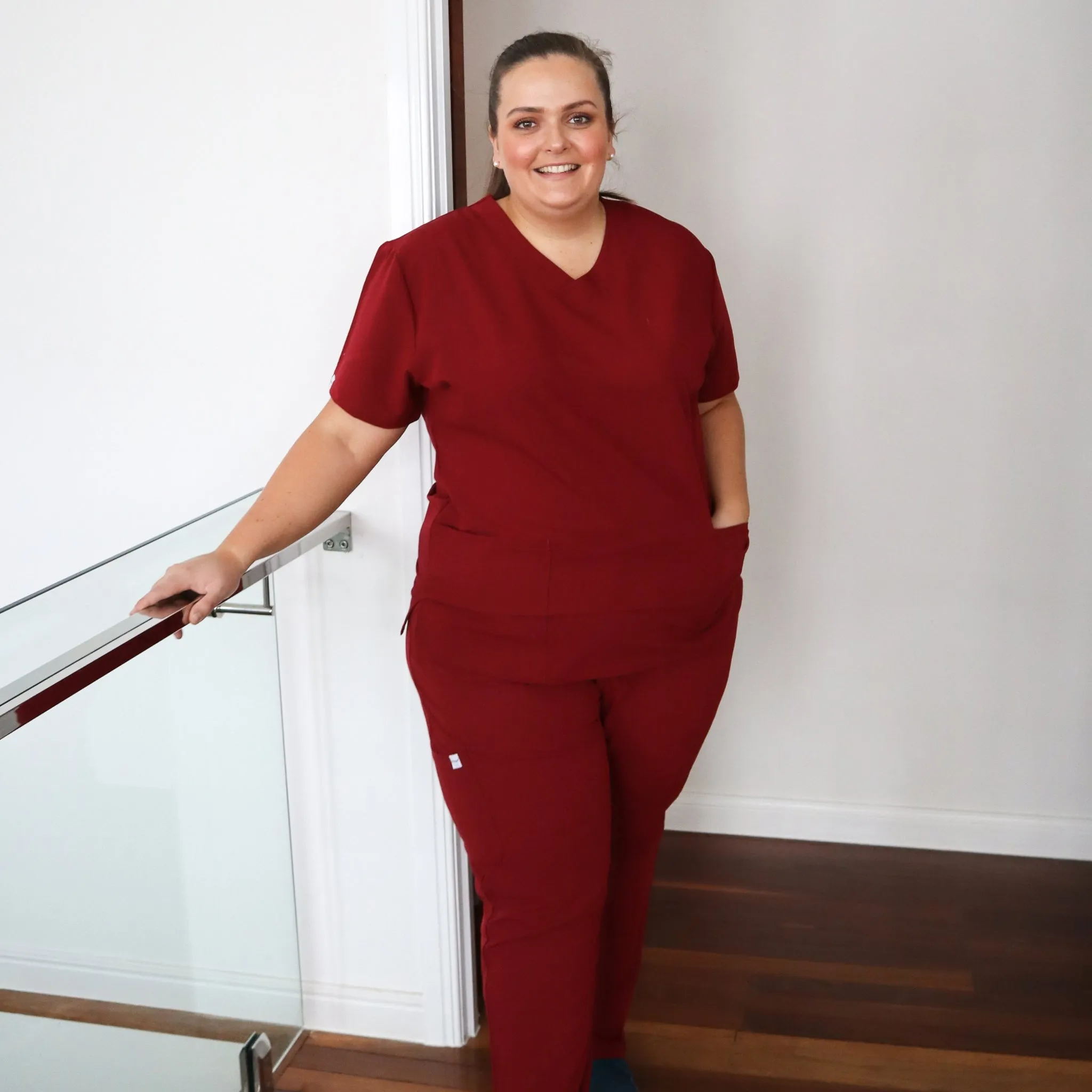Comfort Fit Burgundy Medical Scrub Pant