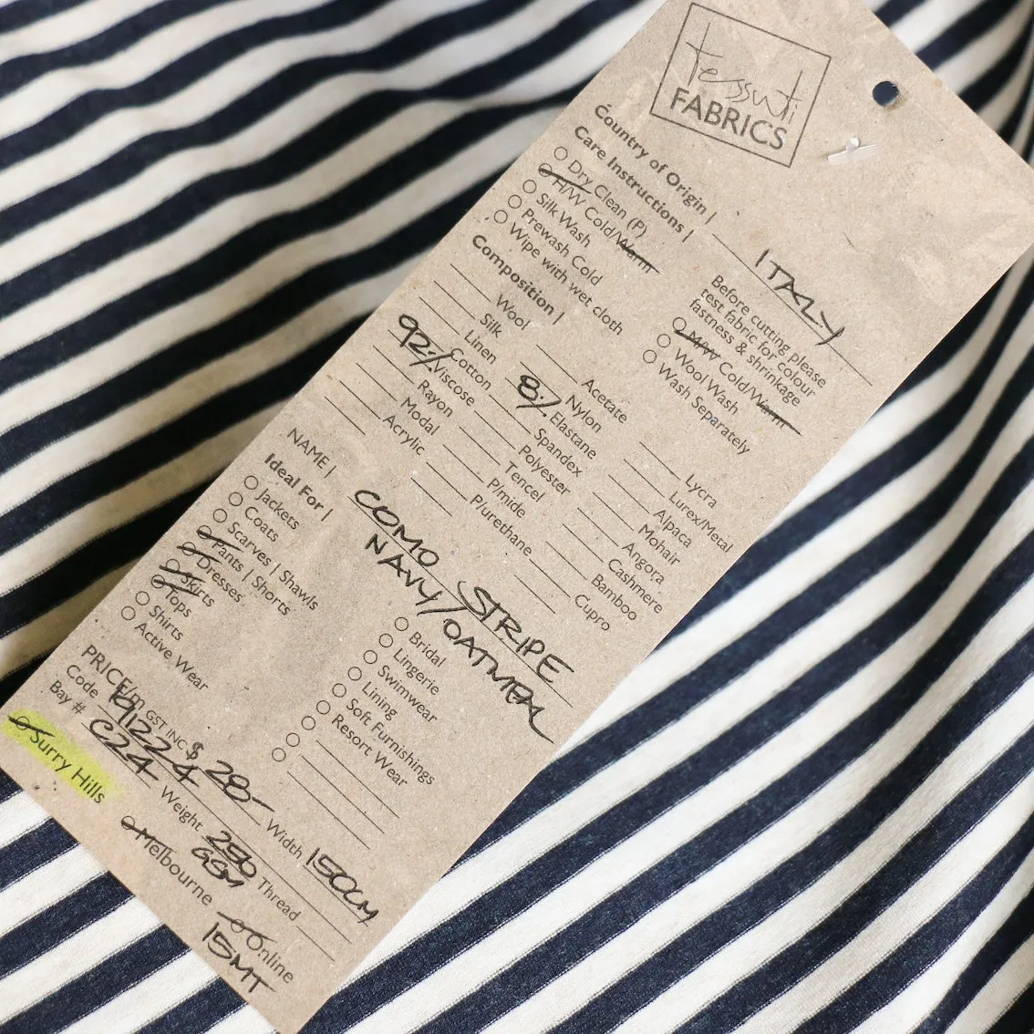 Como Stripe Oatmeal/Navy Stripe Jersey