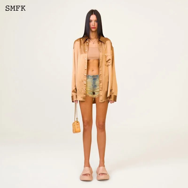 Compass Golden Snake Satin Loose Shirt