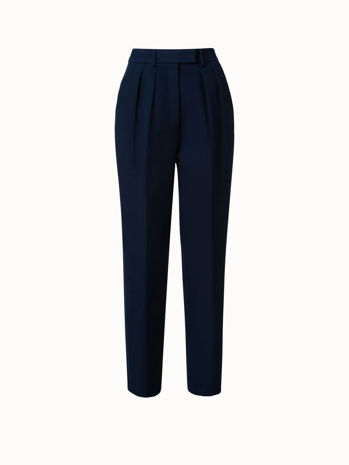 Cotton Double-Face Pleated Tapered Pants