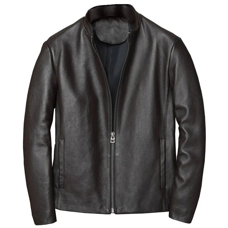 Cowhide Coat For Men Business Casual Genuine
