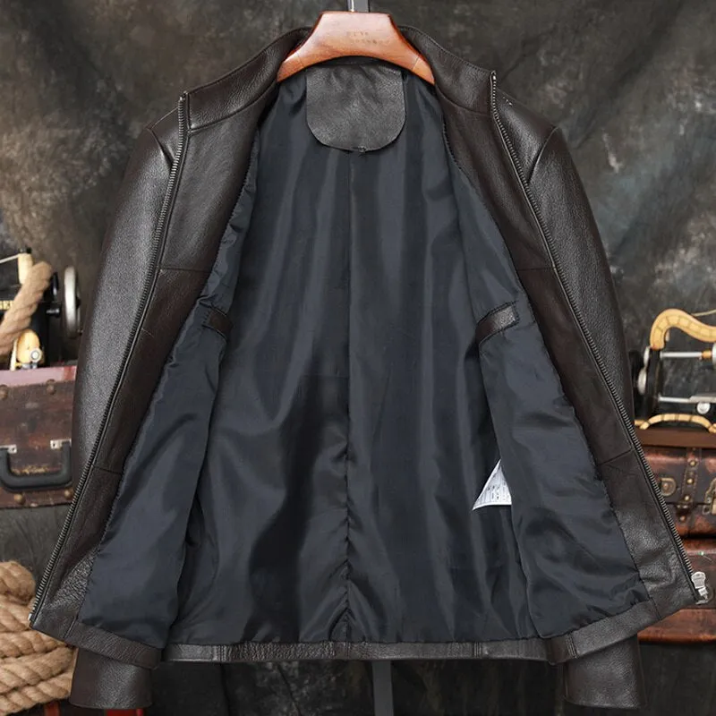 Cowhide Coat For Men Business Casual Genuine