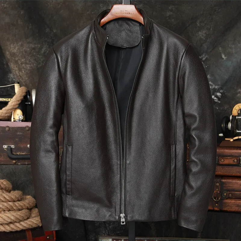 Cowhide Coat For Men Business Casual Genuine