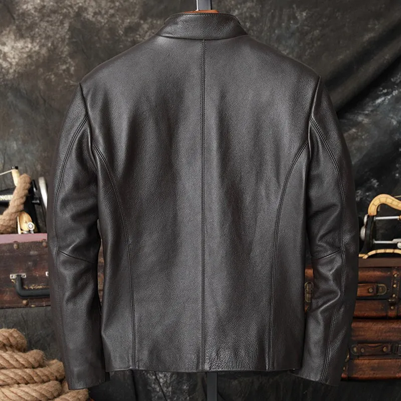 Cowhide Coat For Men Business Casual Genuine