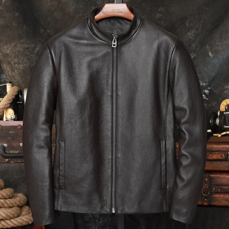 Cowhide Coat For Men Business Casual Genuine