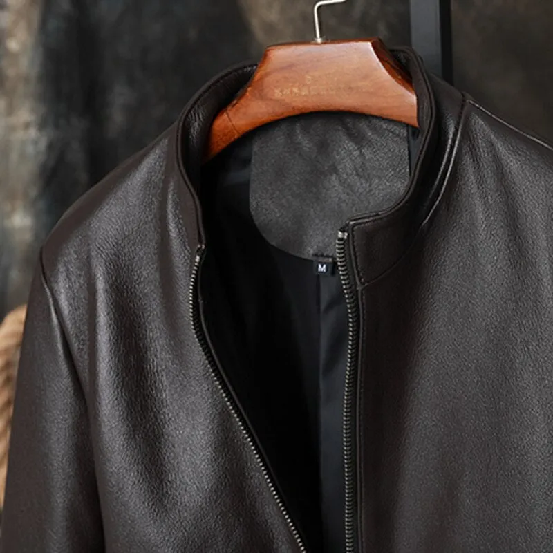 Cowhide Coat For Men Business Casual Genuine