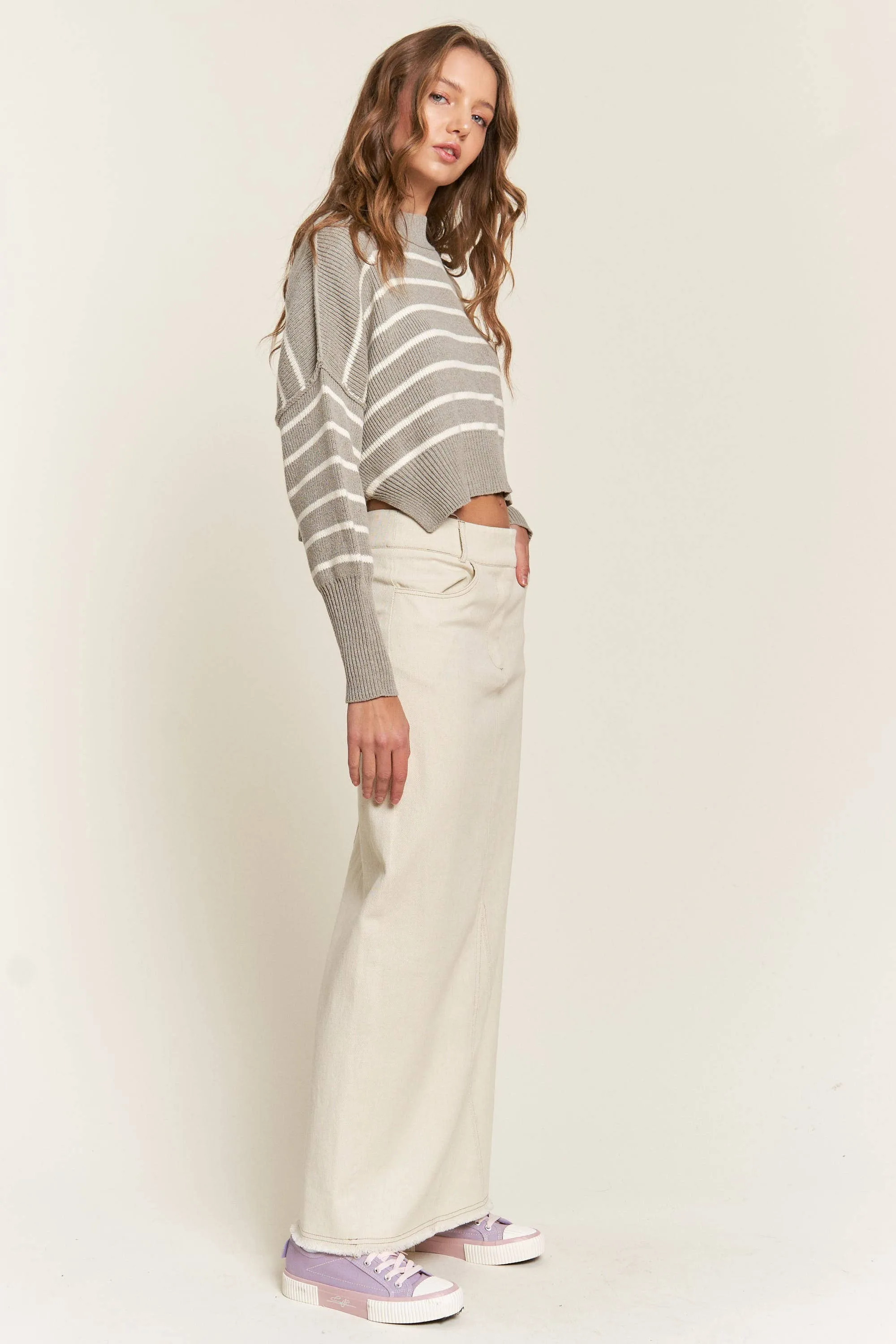 Cropped Long Sleeve Sweater