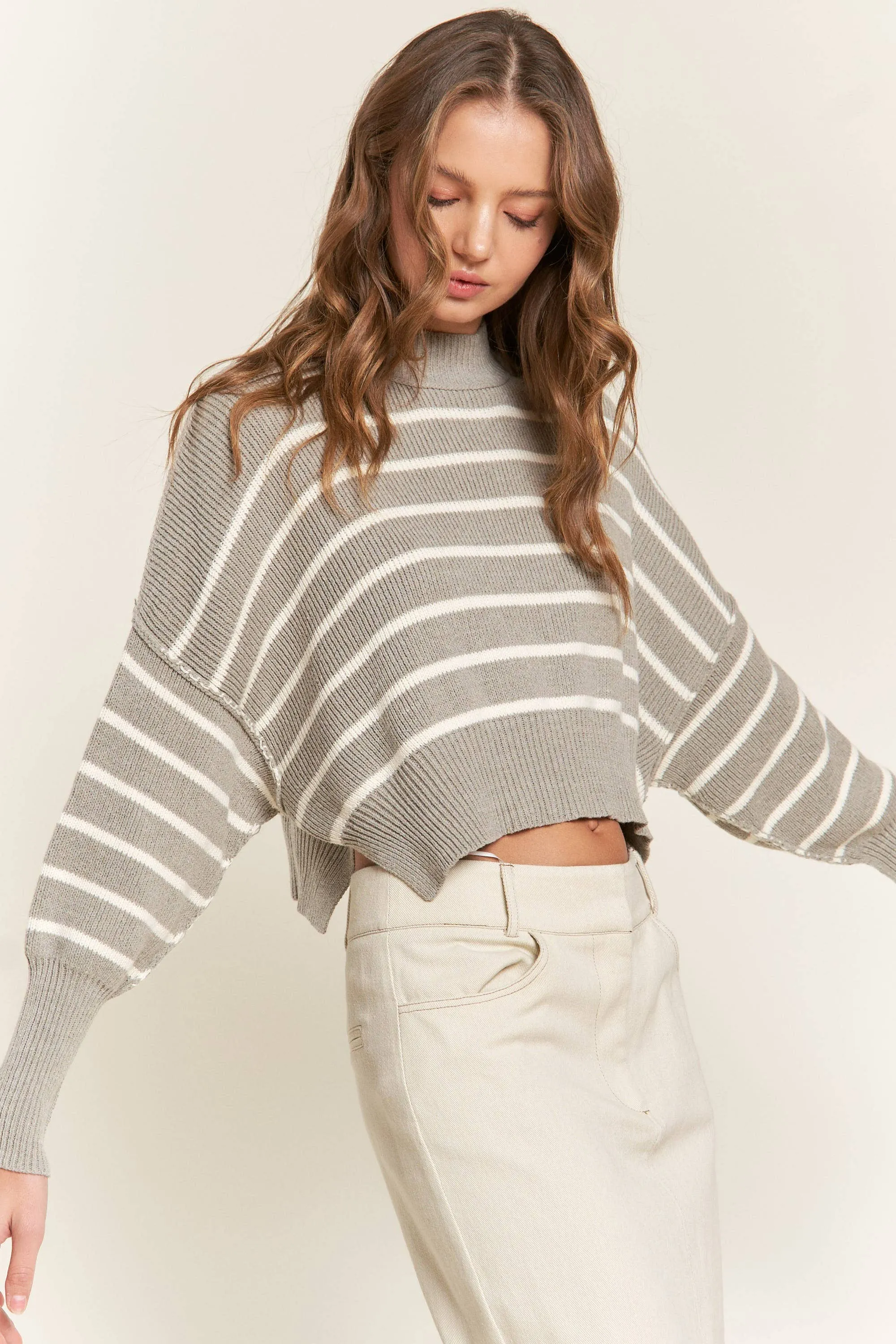 Cropped Long Sleeve Sweater