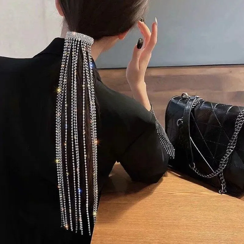 Crystal Elegance Tassel Hair Accessories for Luxe Celebrations