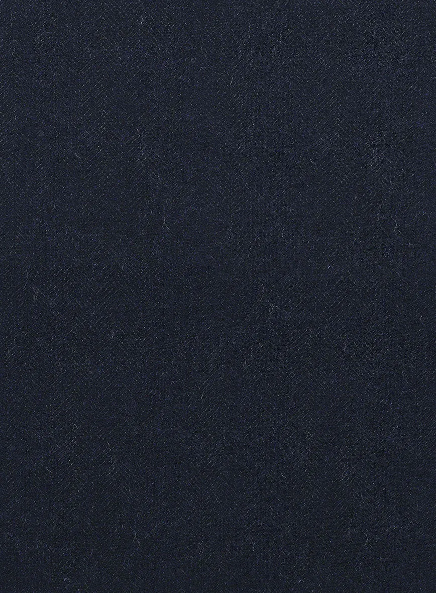 Deep Blue Herringbone Tweed Overcoat