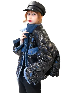 Denim Patch Pocket Quilted Coat