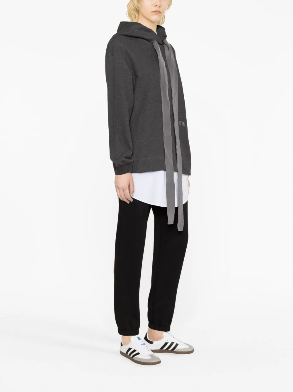 Embroidered-logo hoodie dress