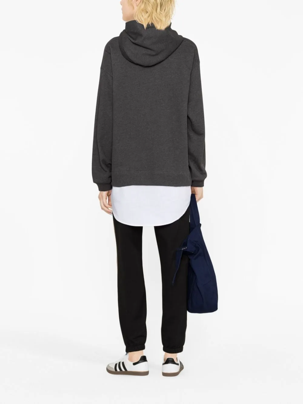 Embroidered-logo hoodie dress