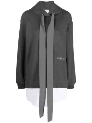 Embroidered-logo hoodie dress