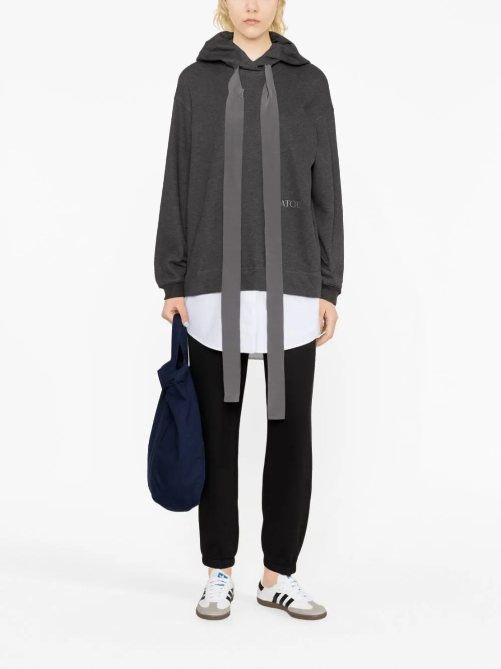 Embroidered-logo hoodie dress