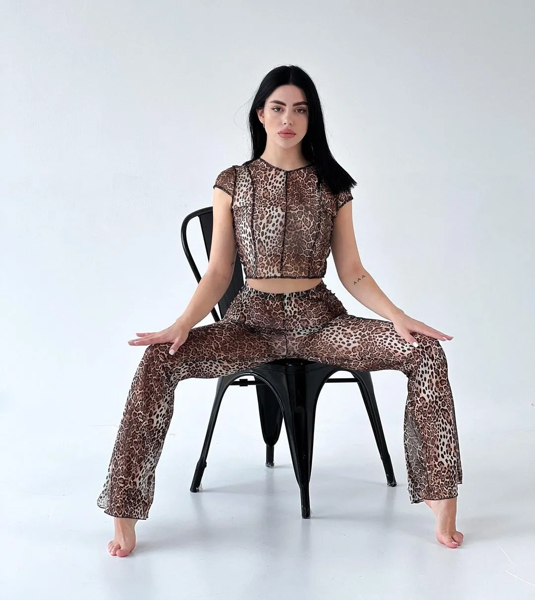 Flared mesh pants and top for dance
