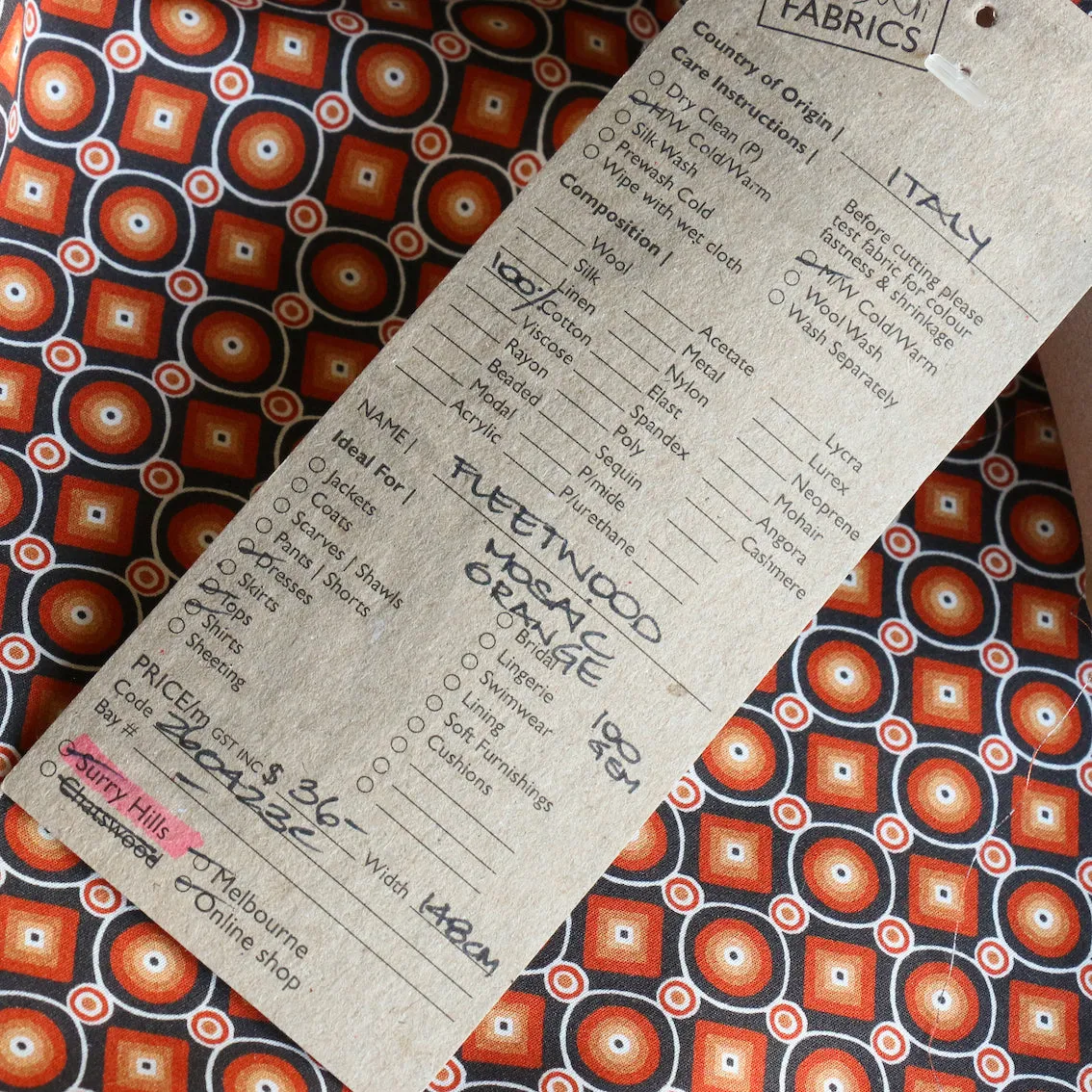 Fleetwood Mosaic Orange Cotton Shirting