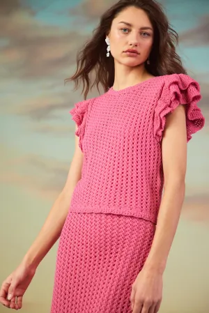 Flutter Sleeve Crochet Sweater