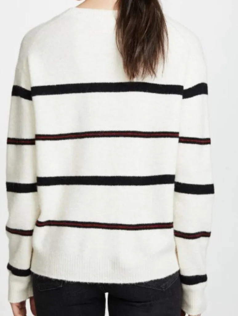 Frame Slouchy Wool Crewneck Striped Sweater - Size XS