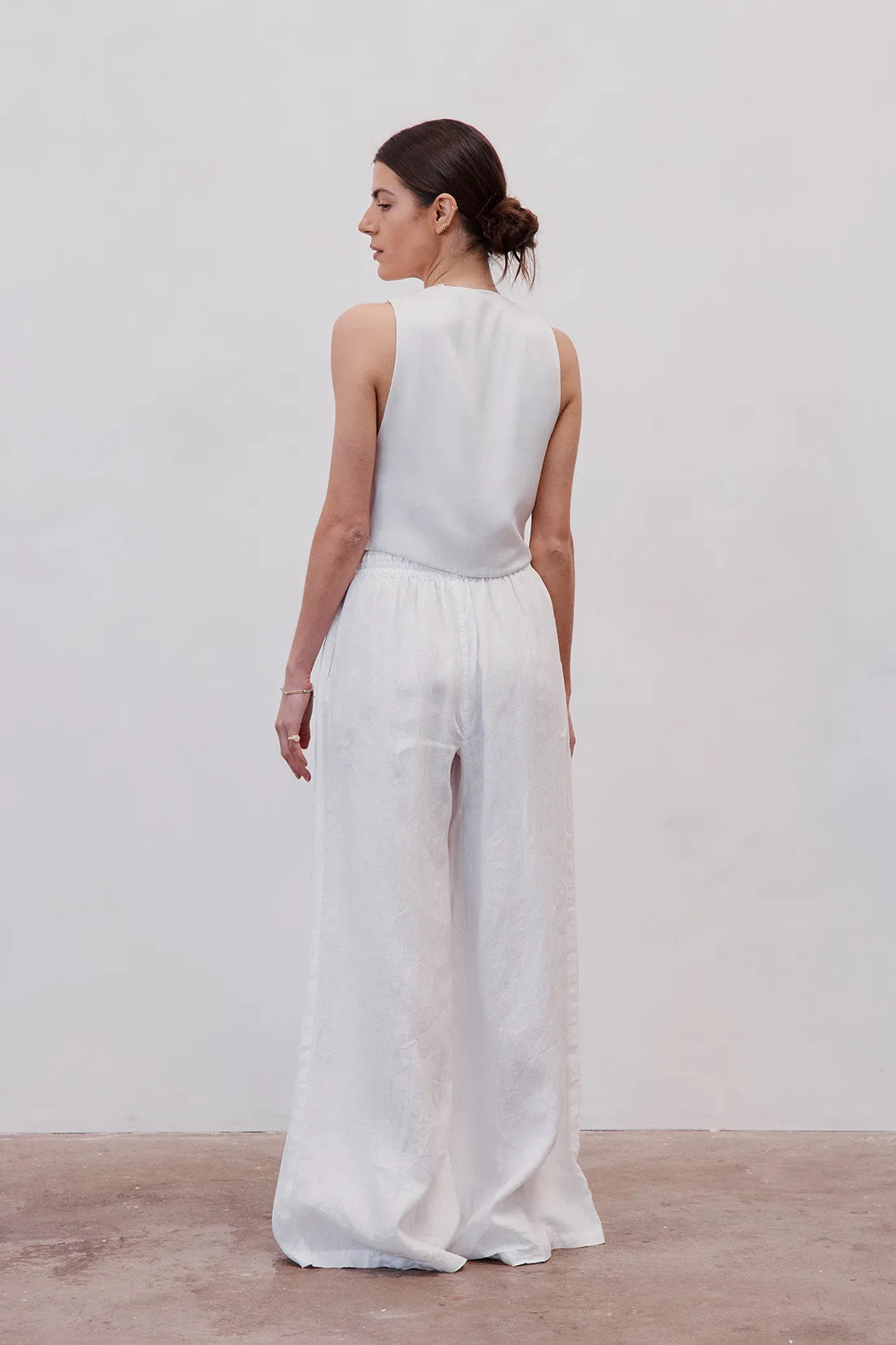 Gladys Tailored Linen & Silk Vest White