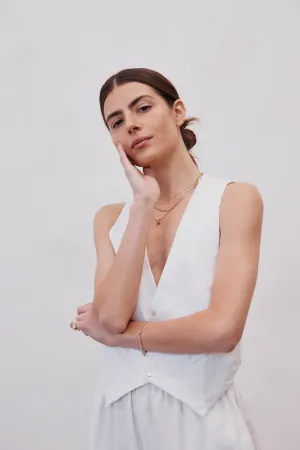 Gladys Tailored Linen & Silk Vest White