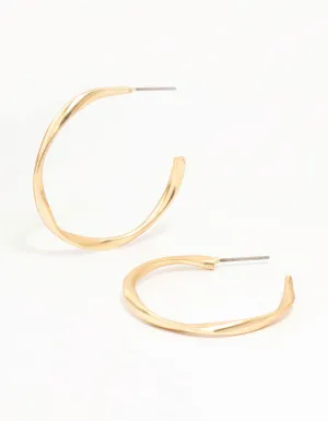 Gold Wrapped Thin Hoop Earrings