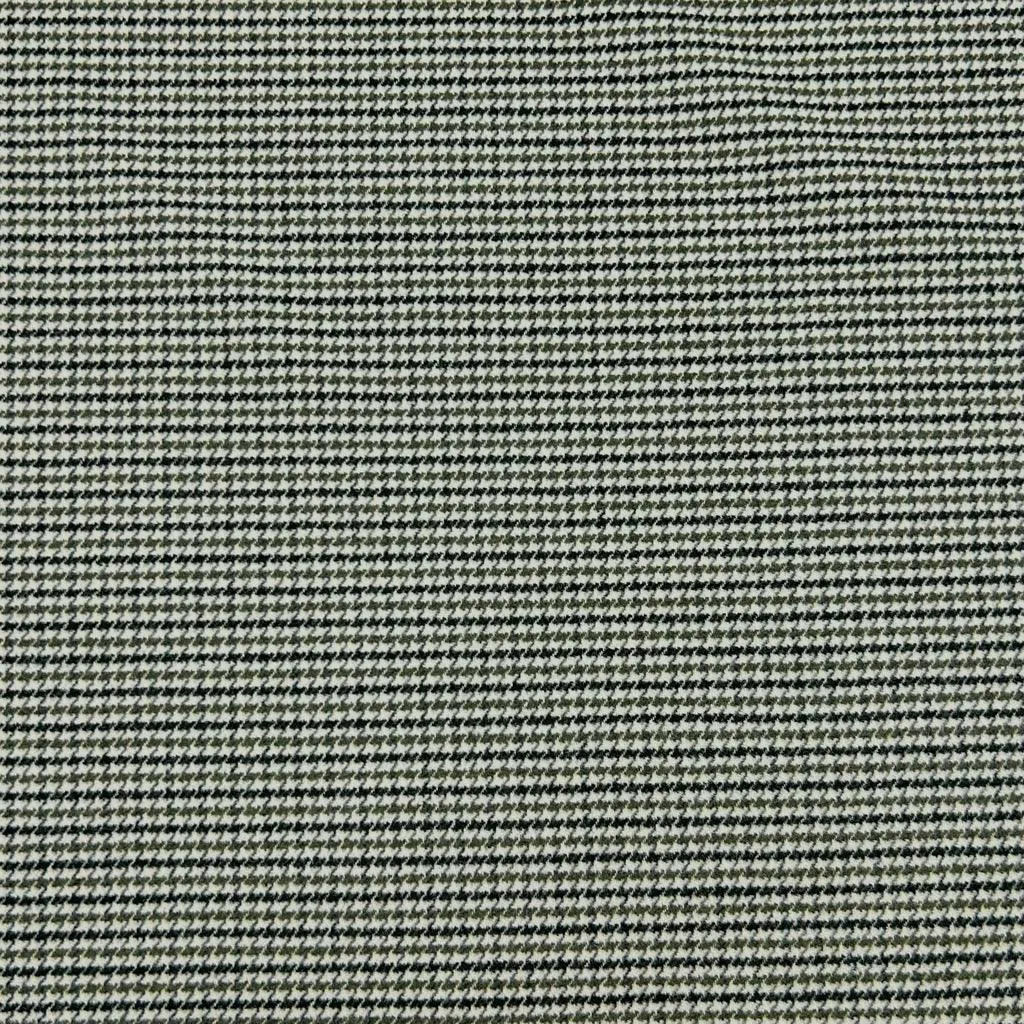 Green and Black Dogtooth Wool Blend Fabric