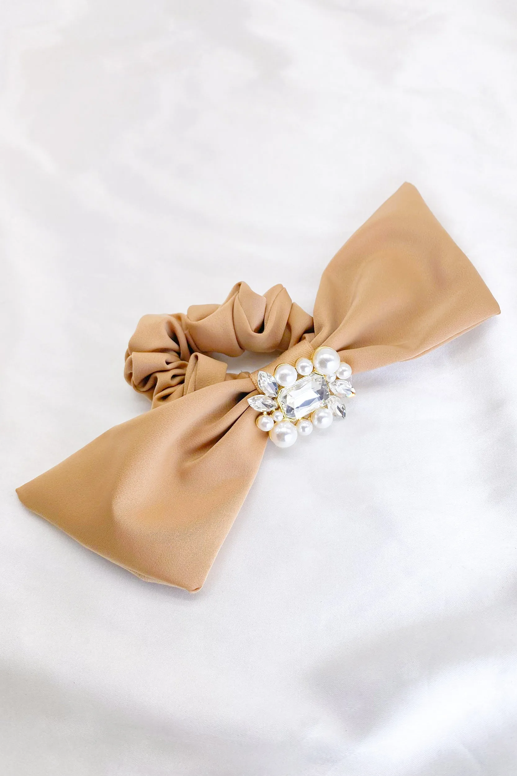 Helena Pearl Crystal Bow Hair Tie