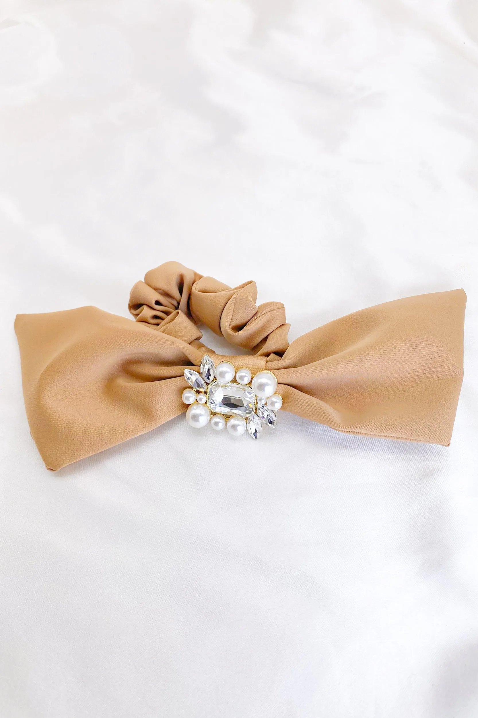 Helena Pearl Crystal Bow Hair Tie