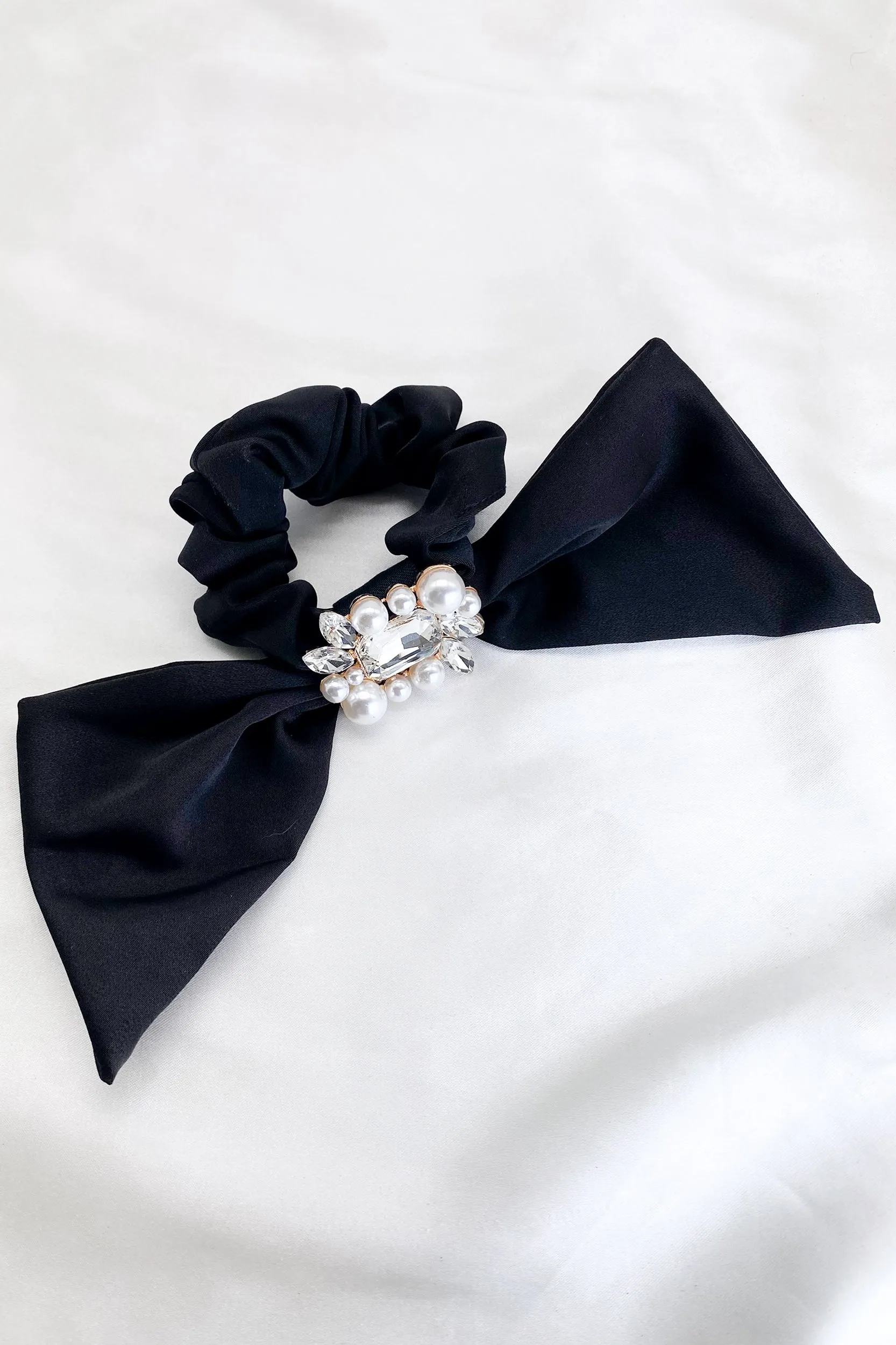 Helena Pearl Crystal Bow Hair Tie