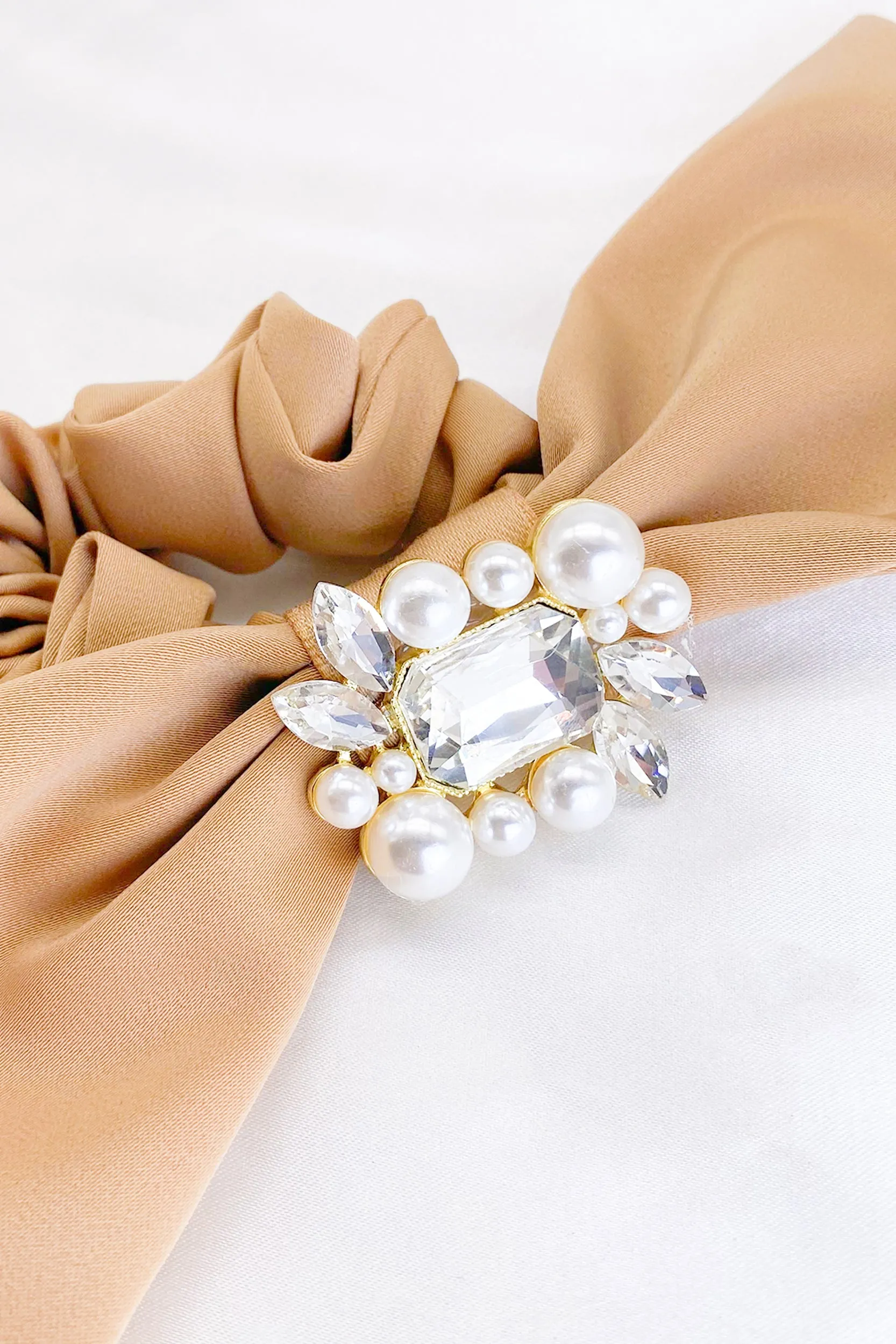 Helena Pearl Crystal Bow Hair Tie