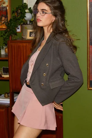HF24F345-Double-Breasted Fitted Blazer
