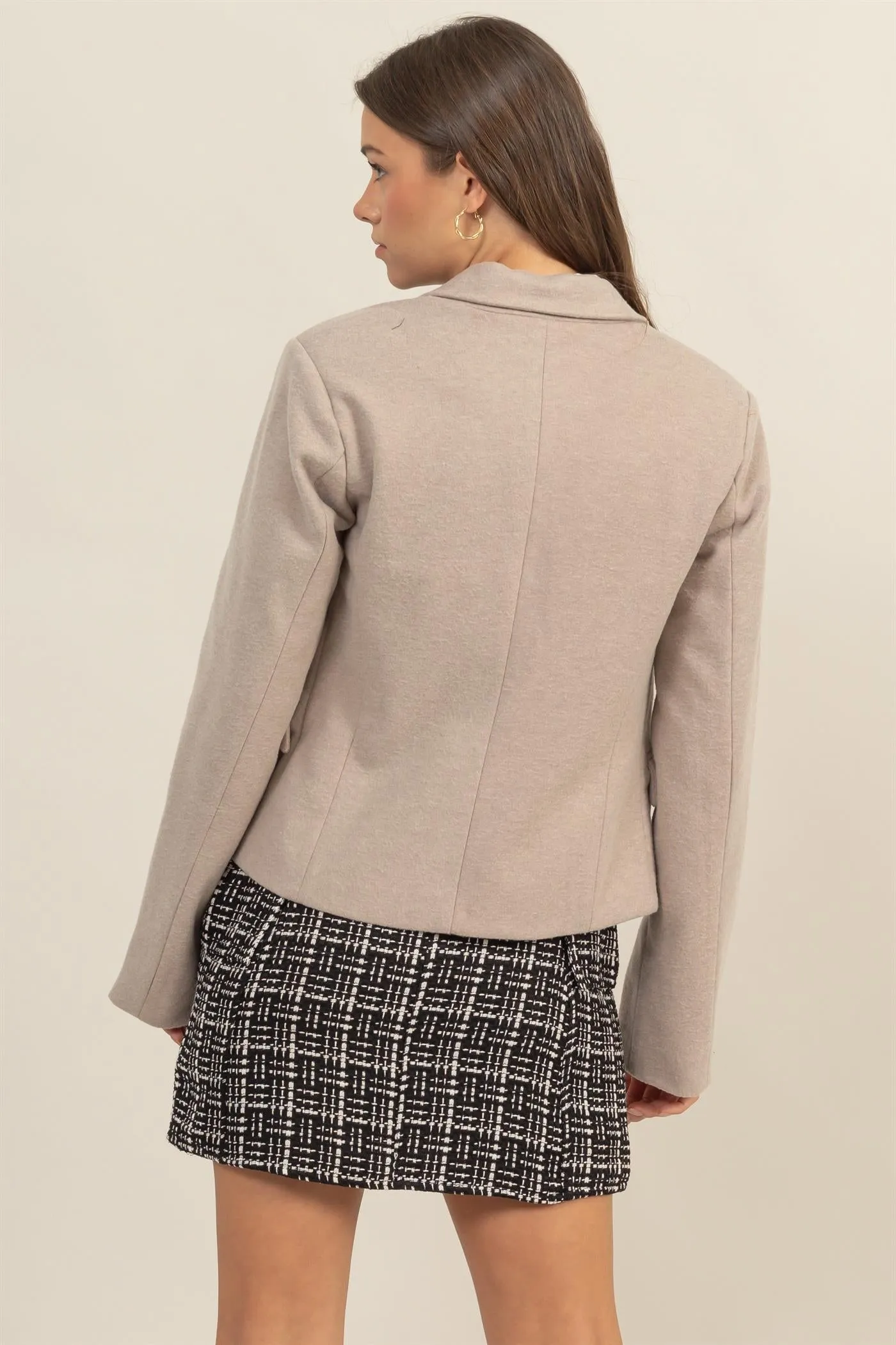 HF24F345-Double-Breasted Fitted Blazer