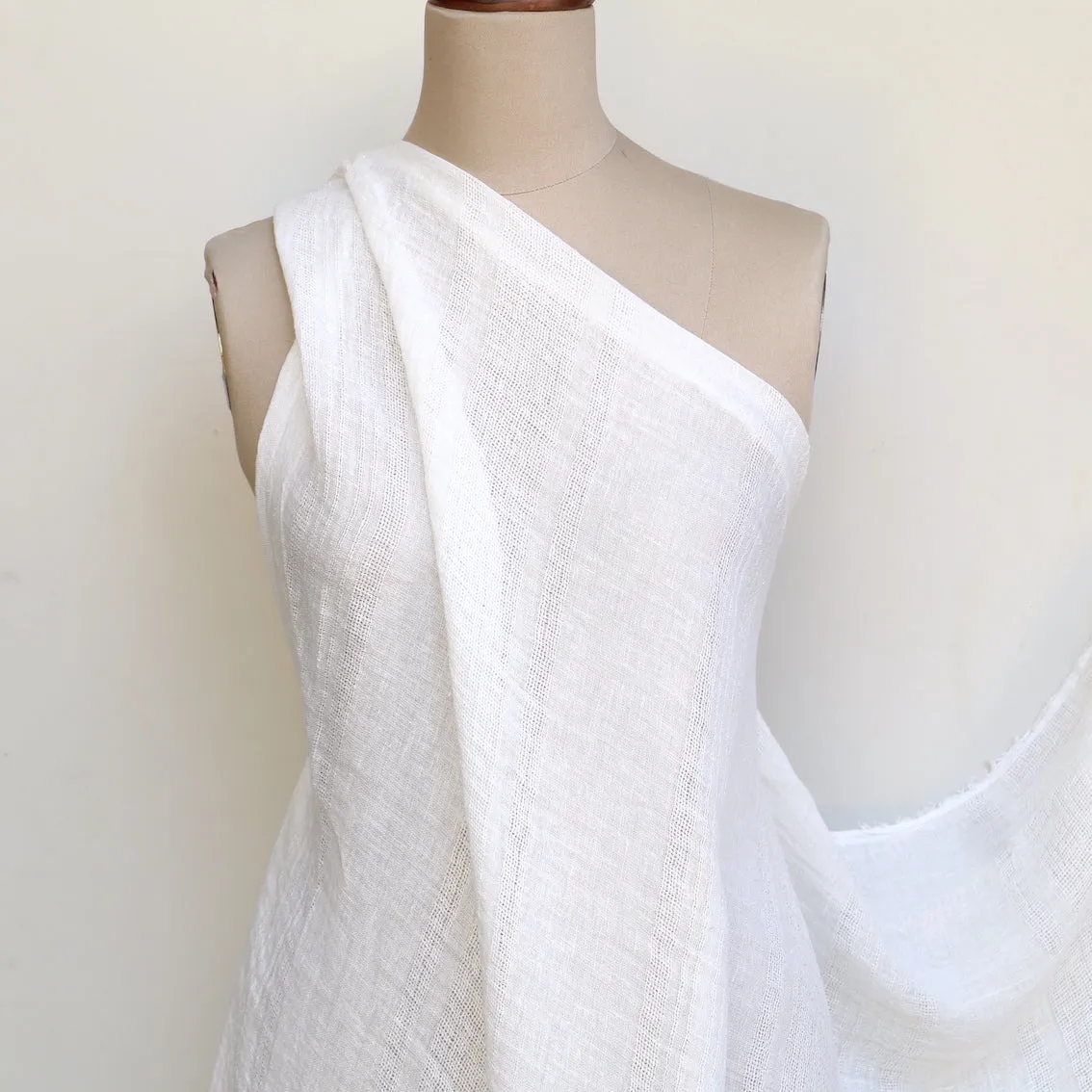 Ivory Striped Weave Gauze