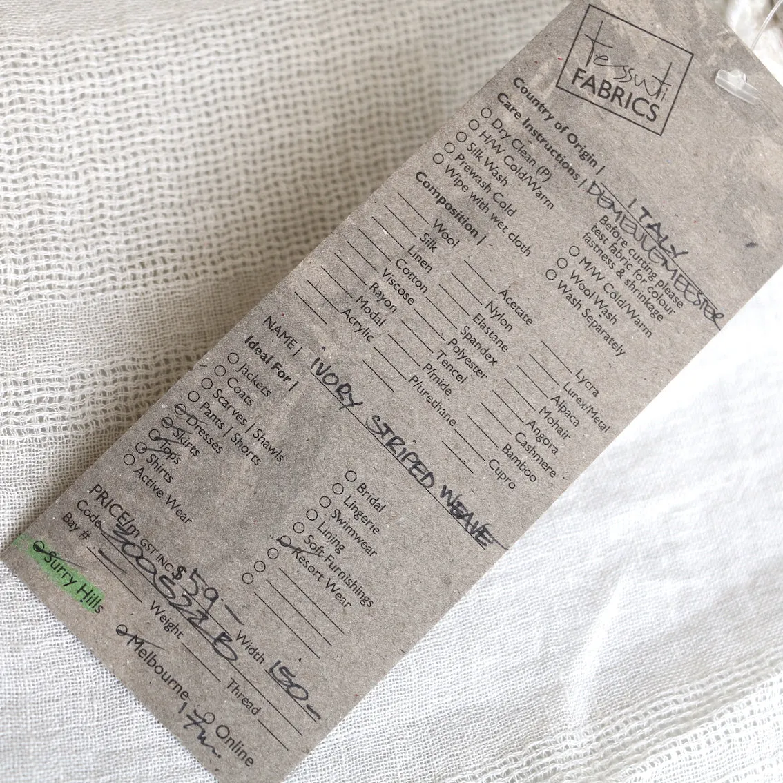 Ivory Striped Weave Gauze