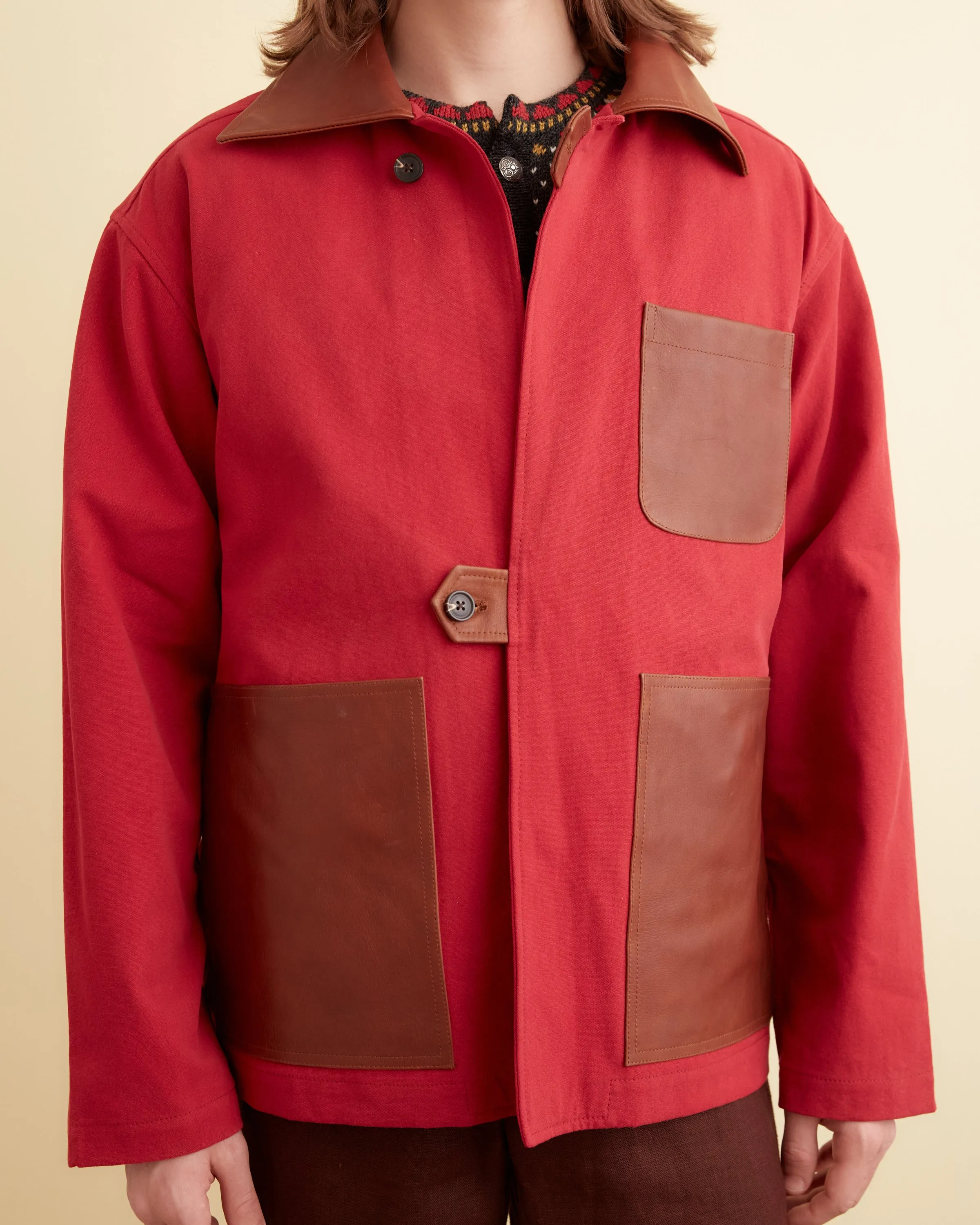 Leather Tab Jacket - Flame