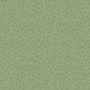 Lewis & Irene The Village Pond Marigold Leaves On Grass Green Cotton Prints