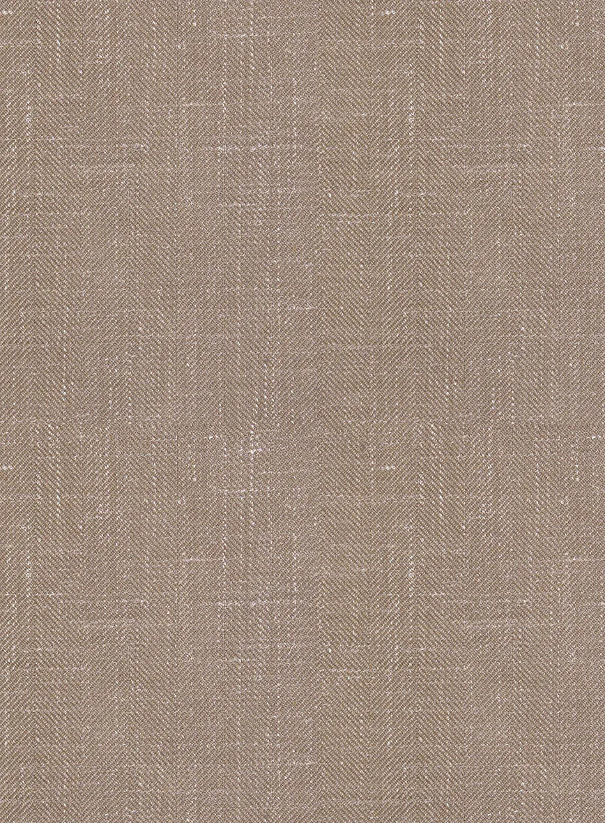 London Loom Brown Herringbone Wool Silk Linen Pants