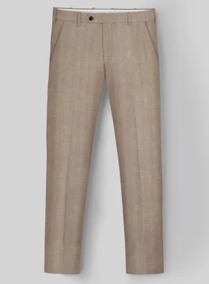 London Loom Brown Herringbone Wool Silk Linen Pants