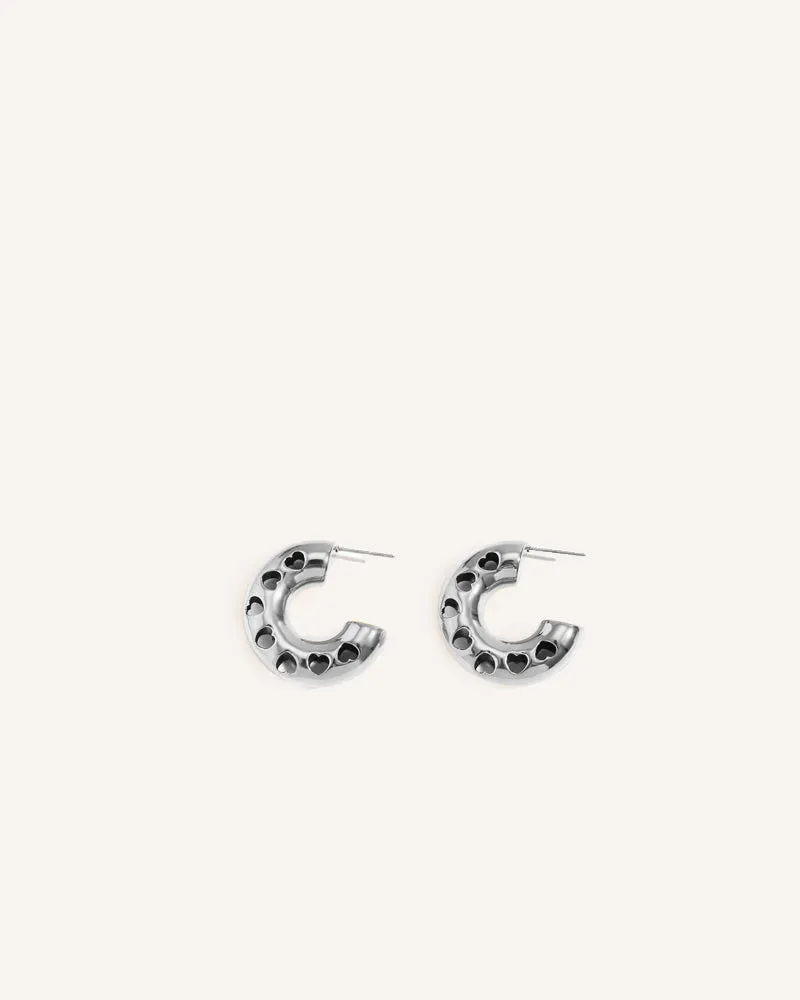 Lover Chunky Silver Hoop Earrings