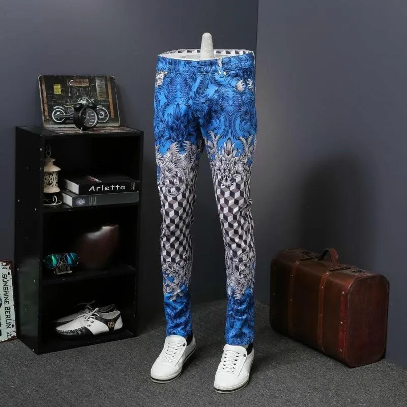Men's Pattern Slim Fit Designer Jeans